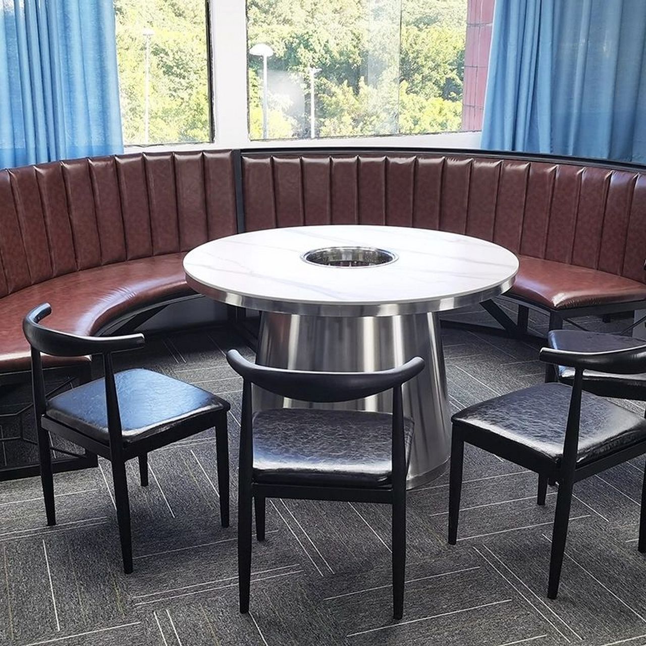 火锅桌椅定制批发 大理石火锅桌,岩板火锅桌,尺寸多样,工厂直销,成都