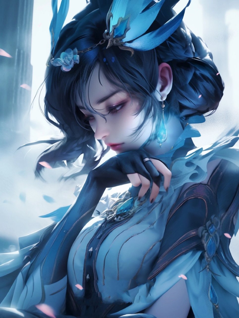 云霓雀翎丨虞姬二创清冷美人82高清壁纸分享