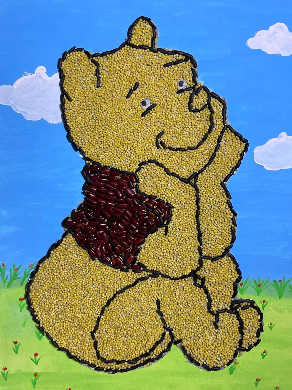 豆子粘贴画 粘贴豆子,过程需要耐心