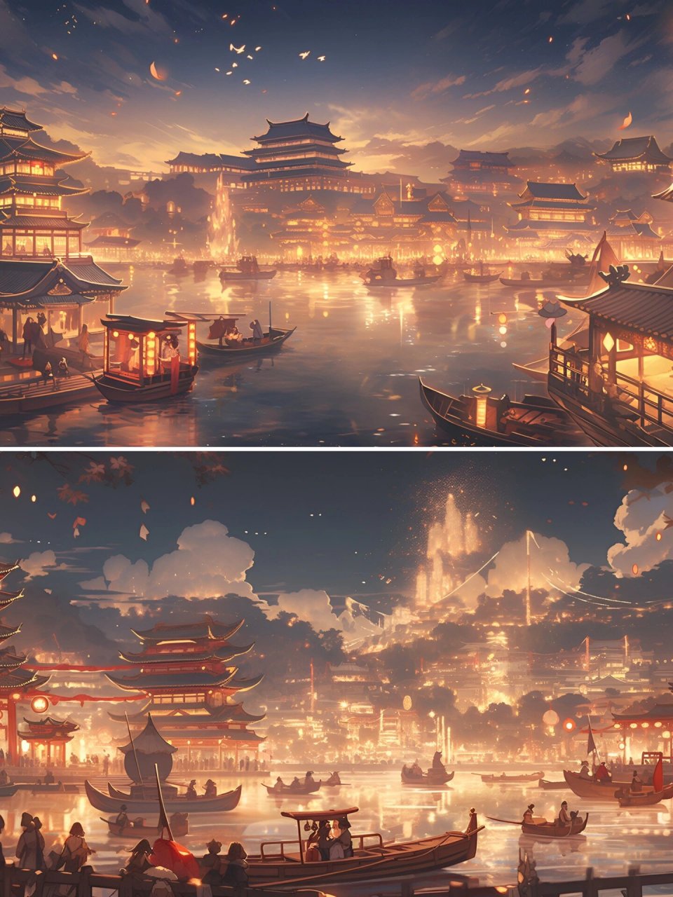 宝藏古风场景|宋朝都城夜景电脑壁纸 带你穿越千年回到繁华的宋朝都市