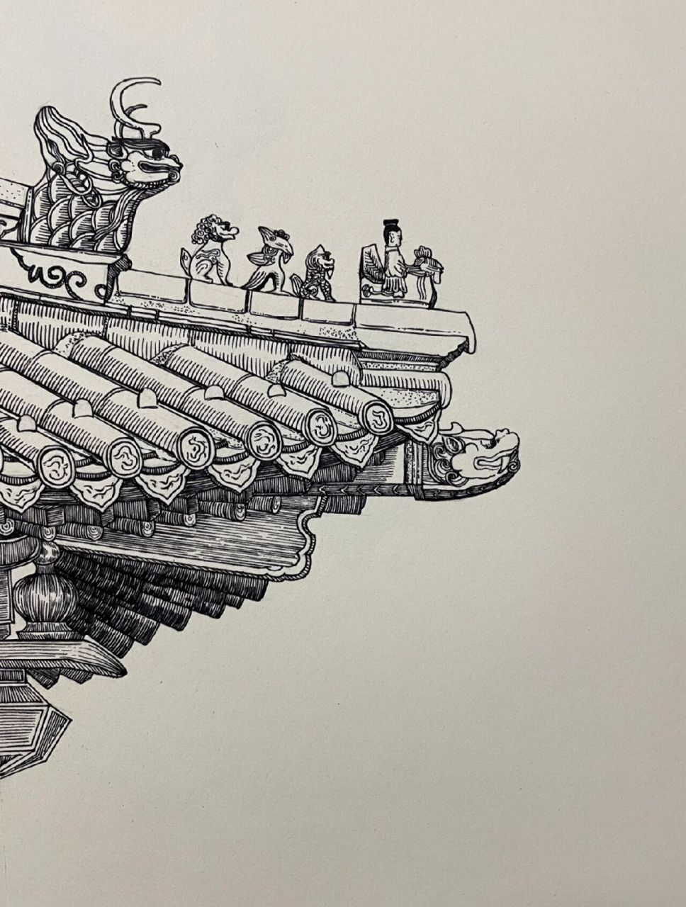 故宫屋檐 从学习到画完,这幅画至少经历了一个半月,中间一个多月都搞