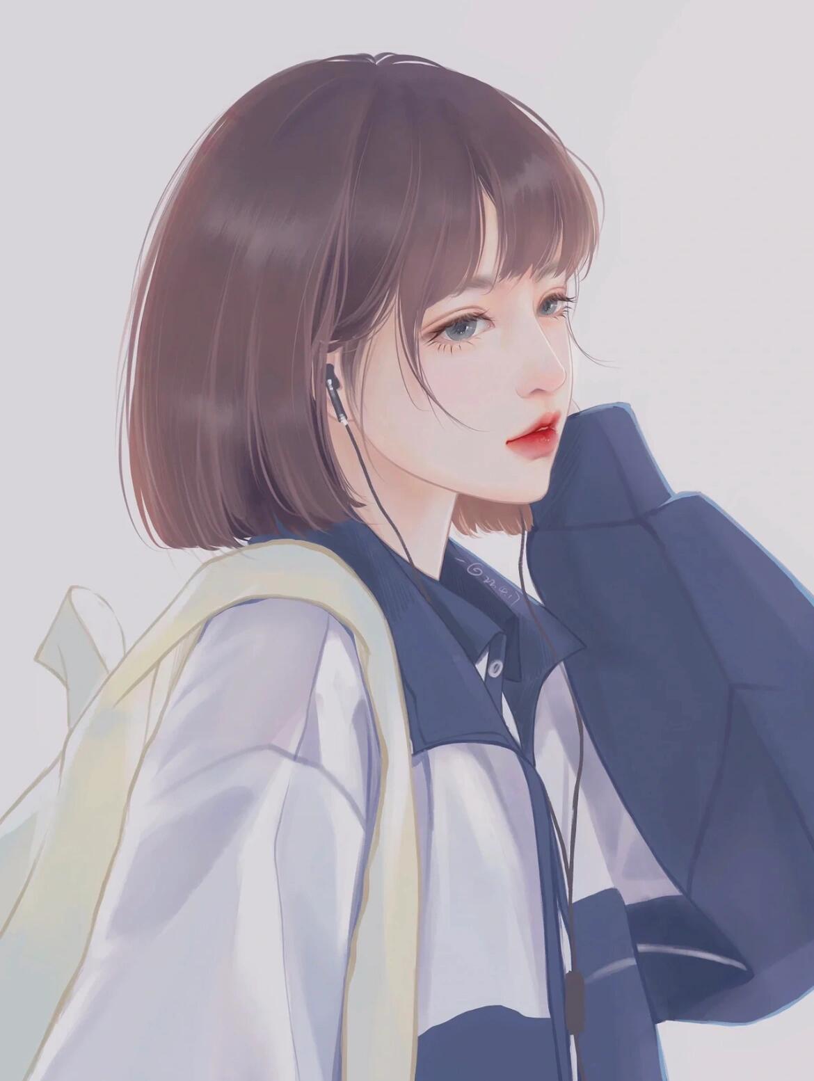 手绘插画|校服女孩