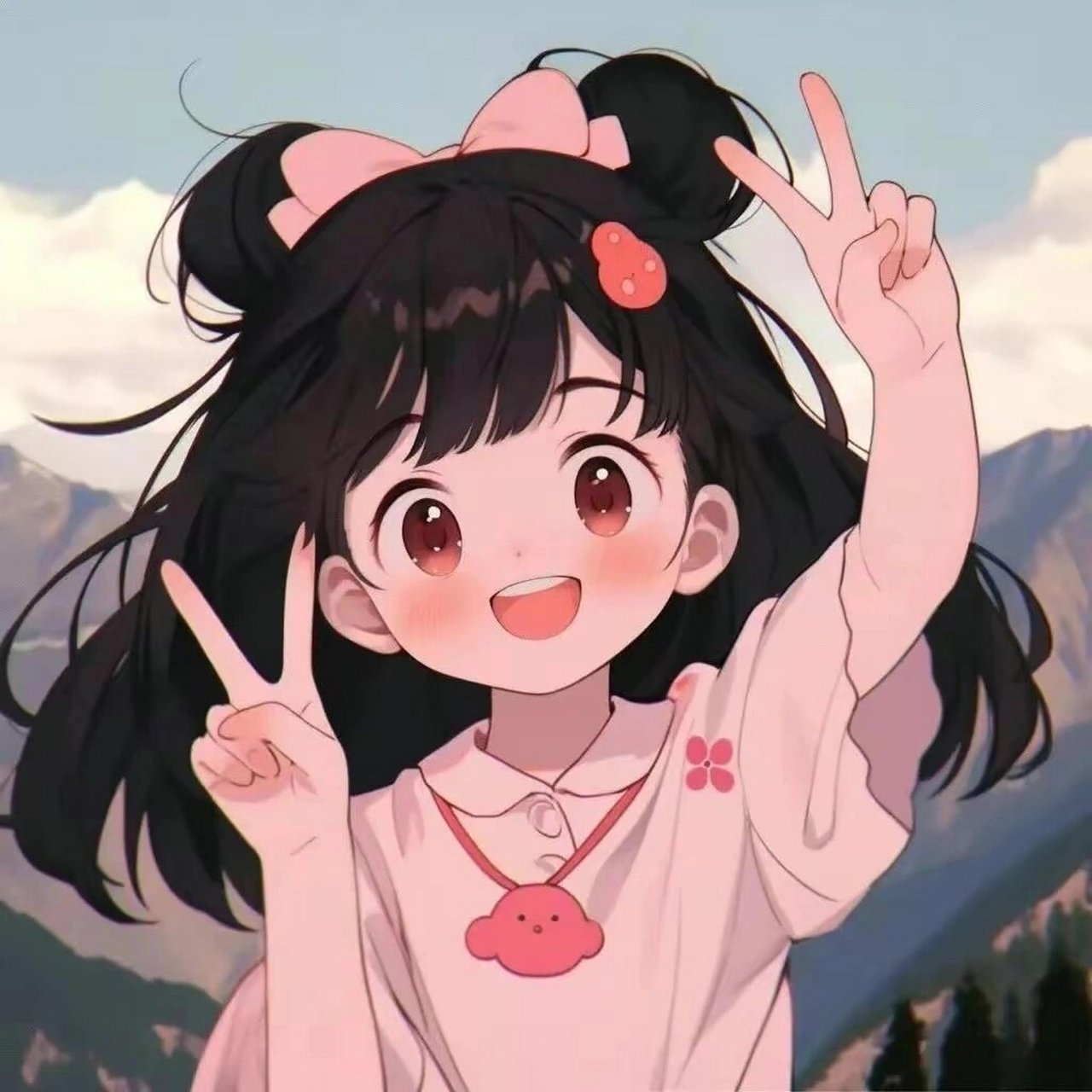 女孩比耶头像 女孩比耶头像‖心有阳光花自开,来给生活比个耶