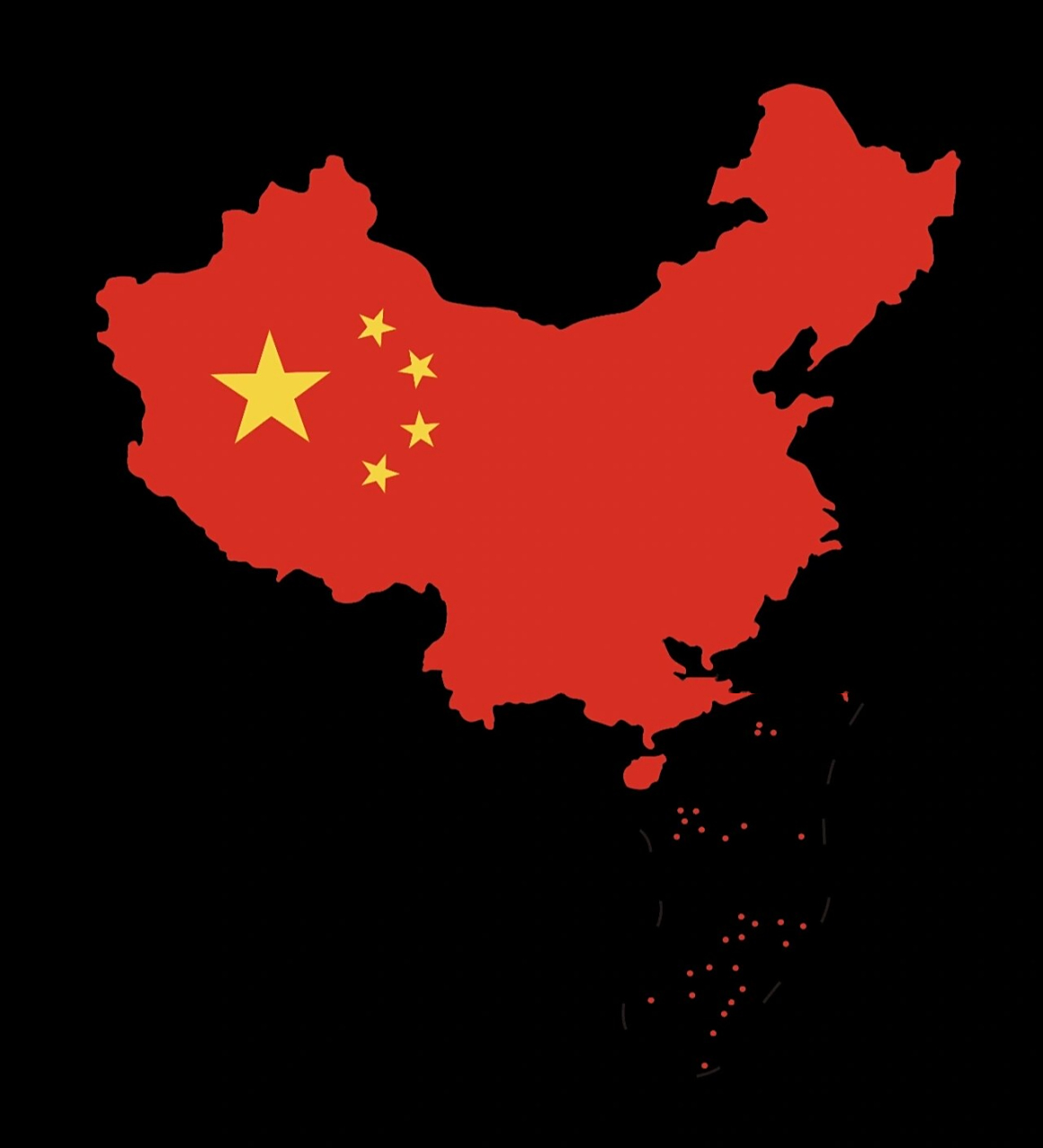 国庆节手工素材 制作方法:把地图线稿打印出来,用红色的皱纹纸搓成小