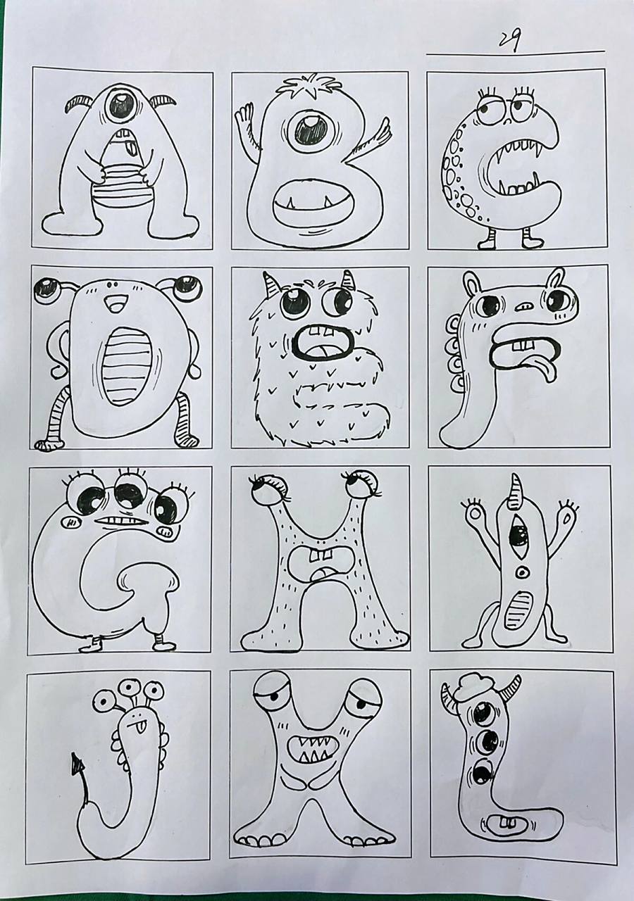 字母小怪兽 简笔画 打卡29 原创