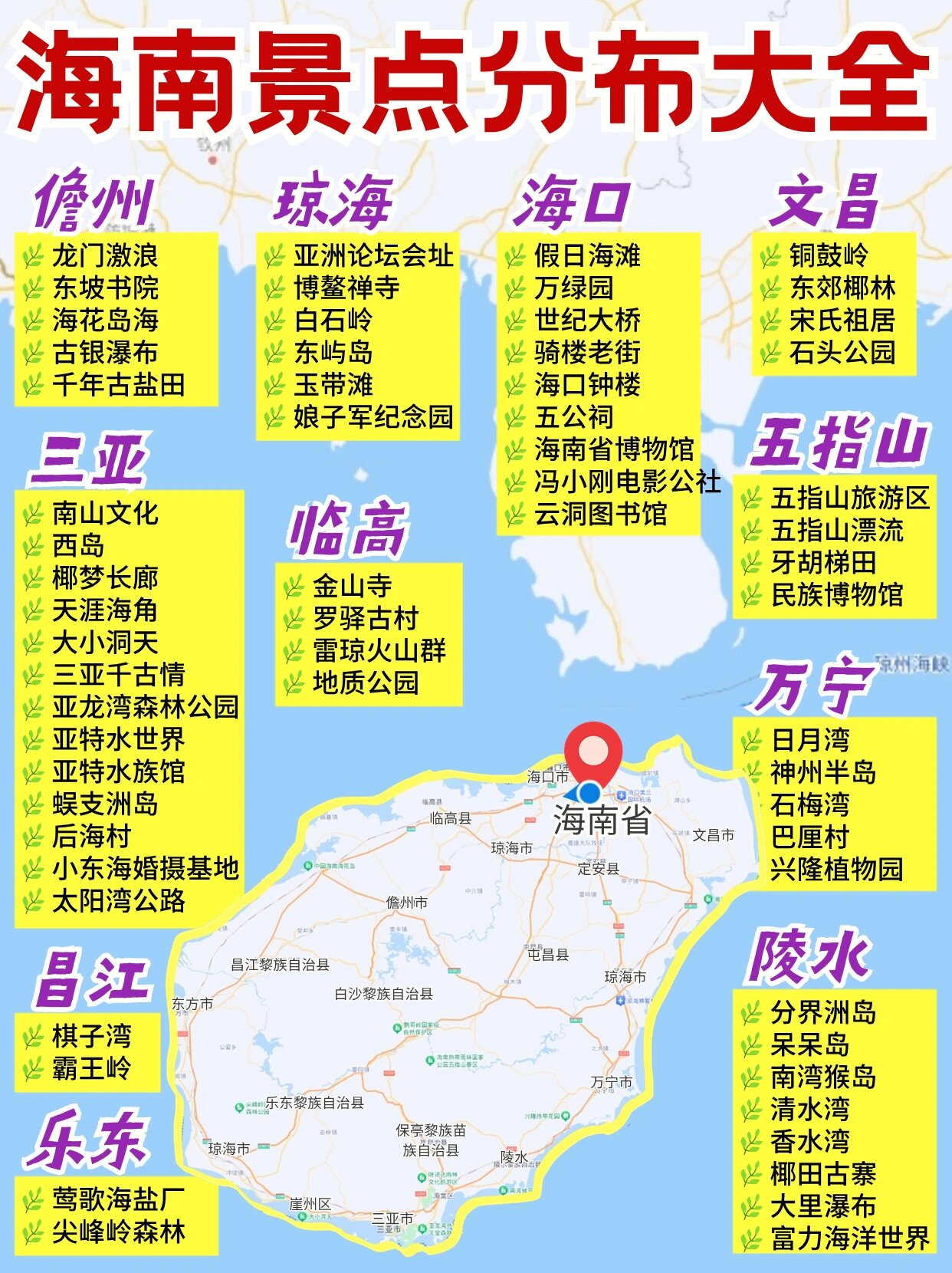 海南景点分布大全,干货满满97赶紧收下!