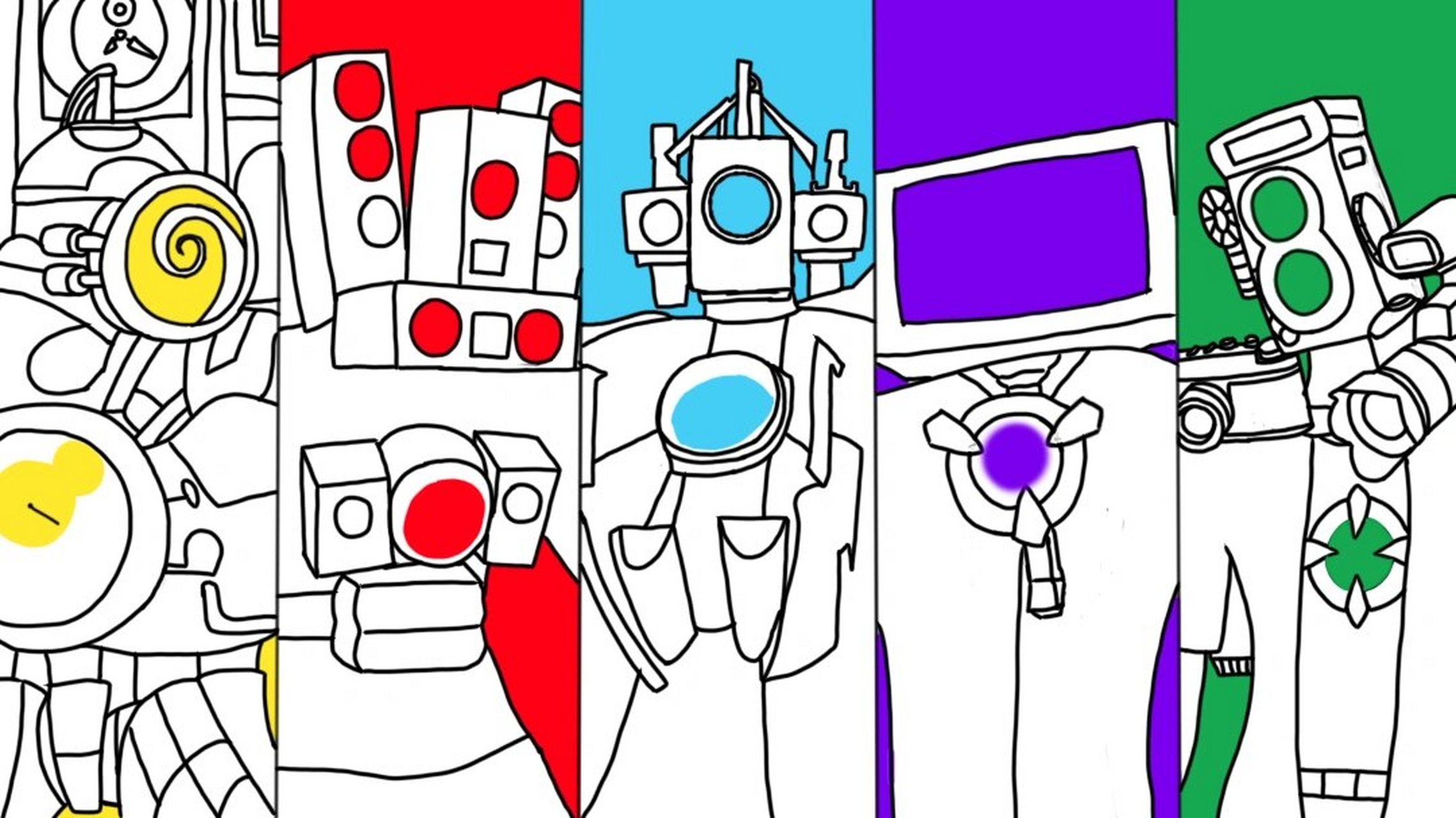 五泰坦 各位中秋国庆快乐~ 摸摸五位泰坦(最左边的是同人里的泰坦时钟