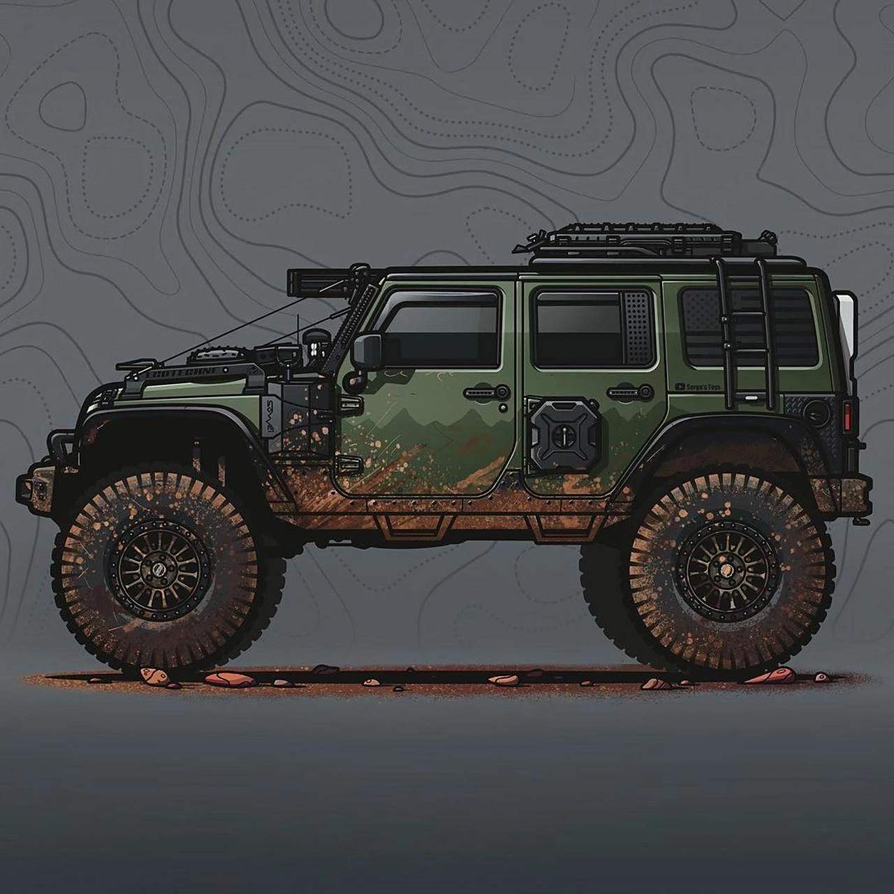 今日分享一波高清越野车插画头像