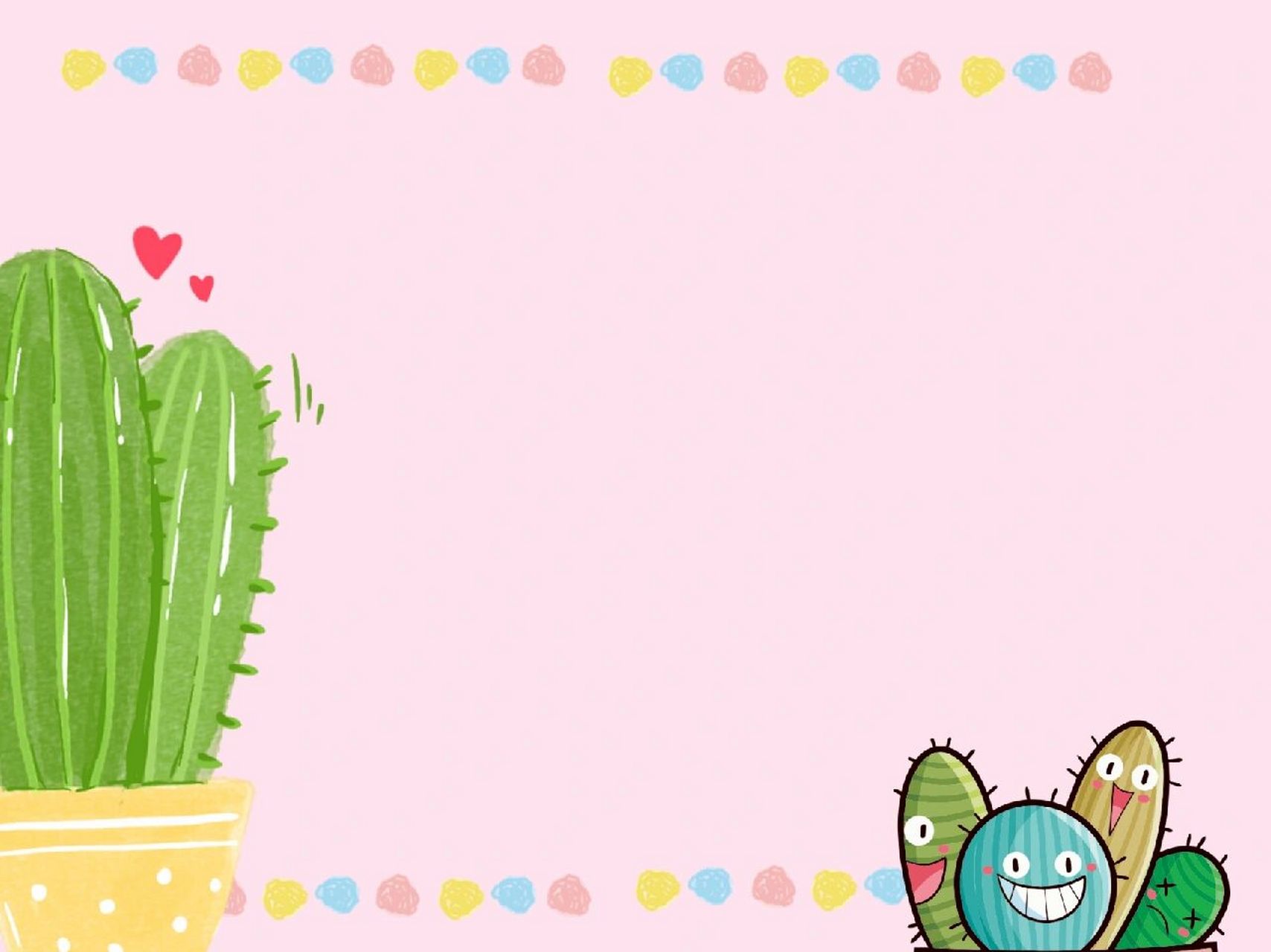 仙人掌主题ppt背景图 我们开学啦,这几天一直在上班～看到了班里的