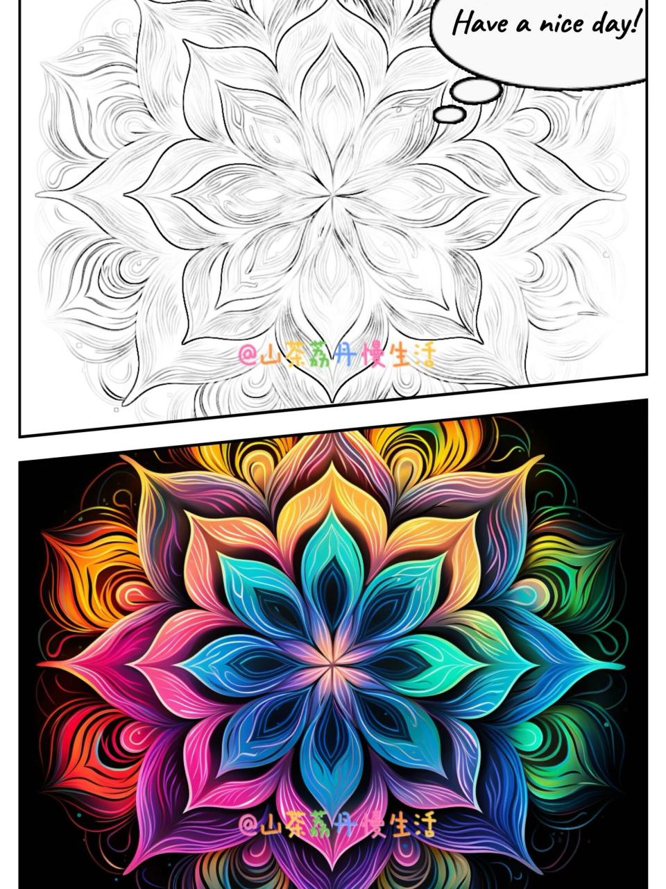 曼陀罗绘画的图案往往丰富多彩,复杂多变,需要青少年具备丰富的想象力
