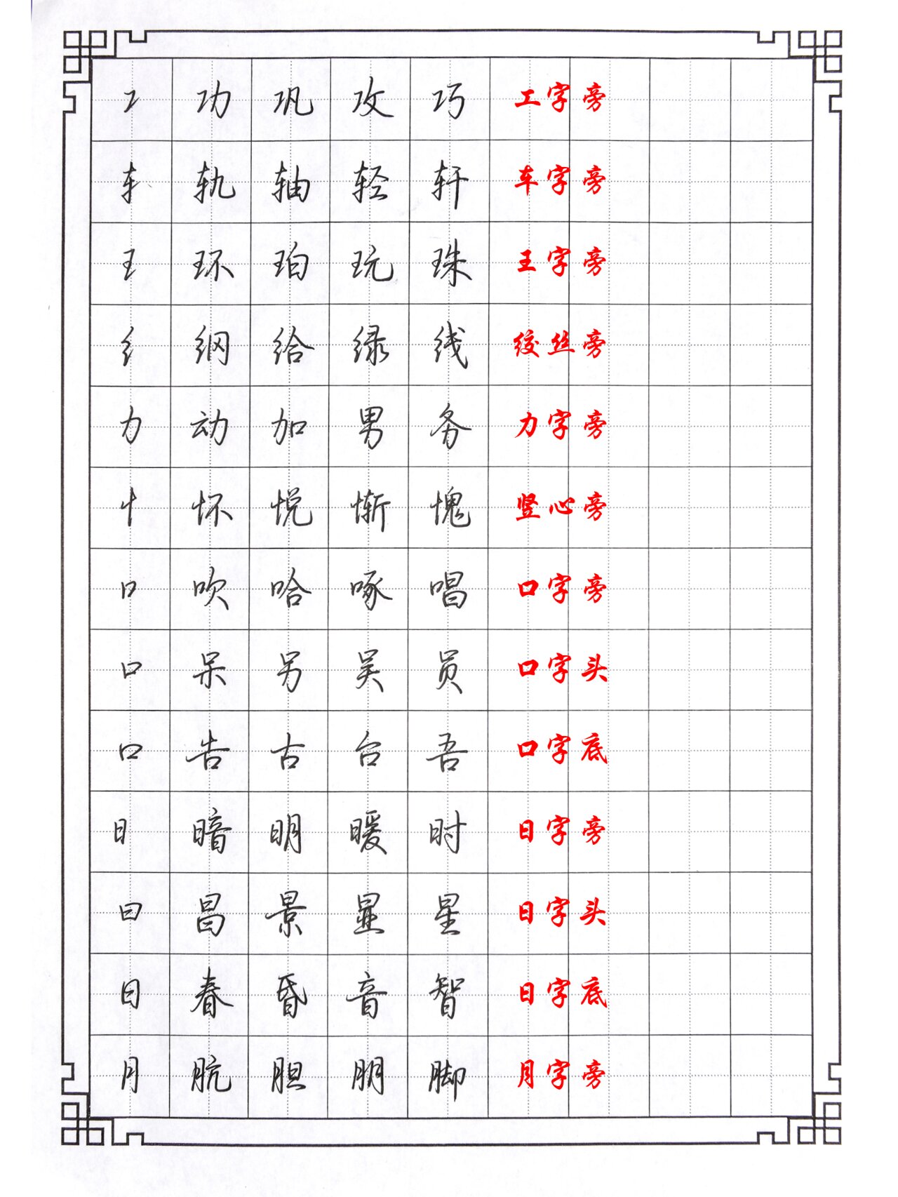 行楷偏旁部首大全图片图片