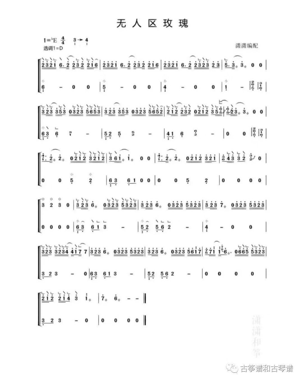 古筝谱 | 《无人区玫瑰》 古筝谱 | 《无人区玫瑰》