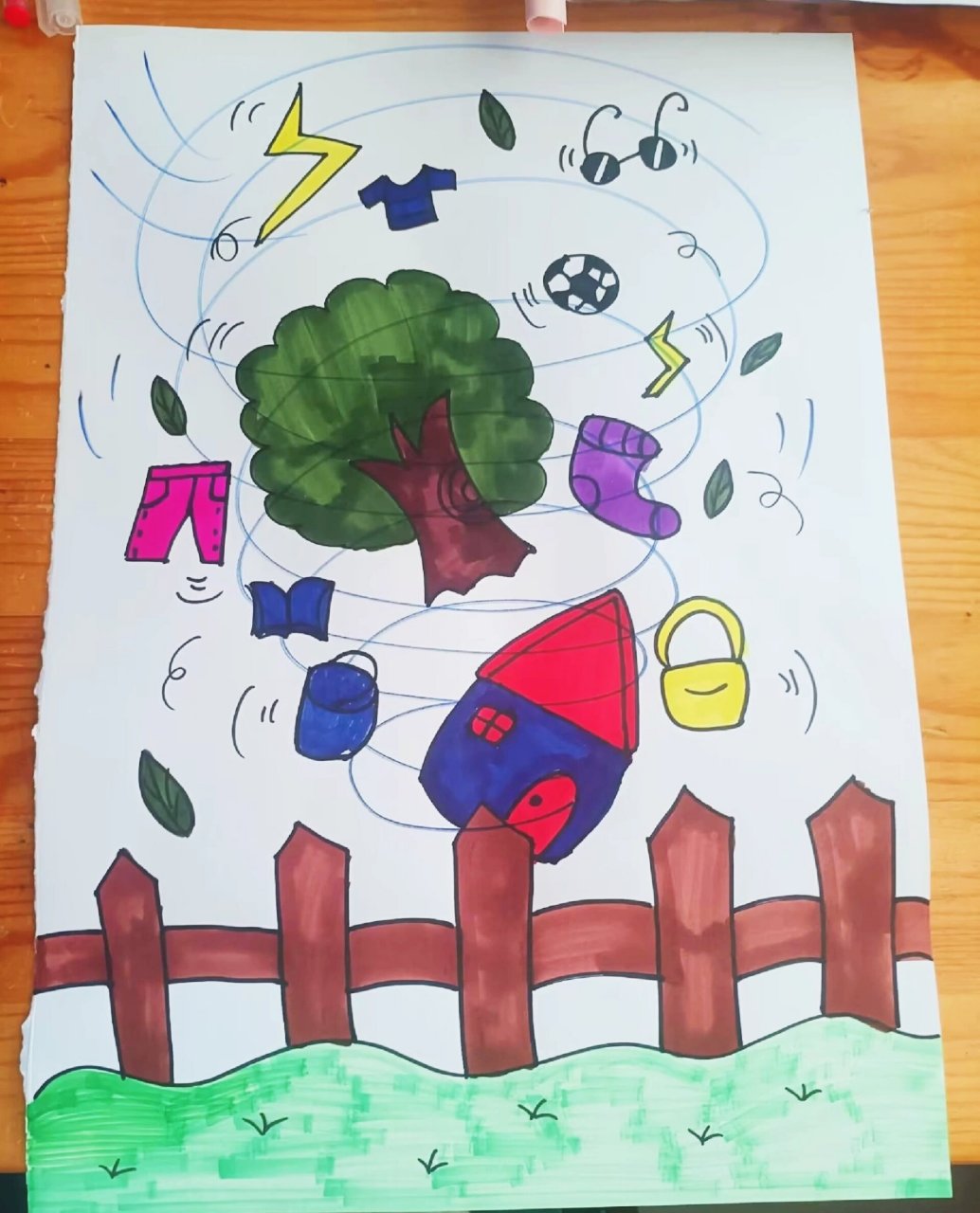 小学二年级美术《风来了》 风来了范画