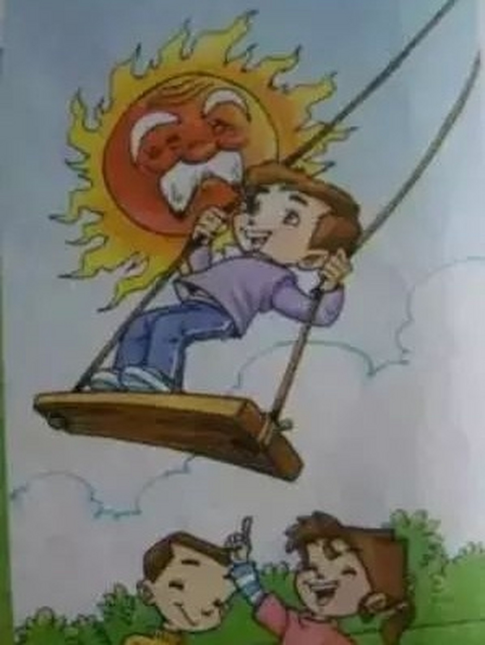 看图写话     荡秋千 🌻🌻一个艳阳高照的早晨,小美和哥哥迈着