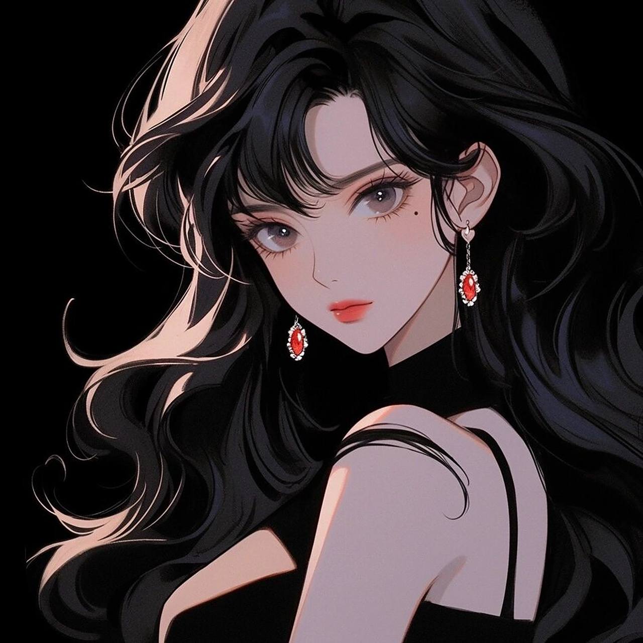 御姐气场美貌的黑色系|女生必备头像