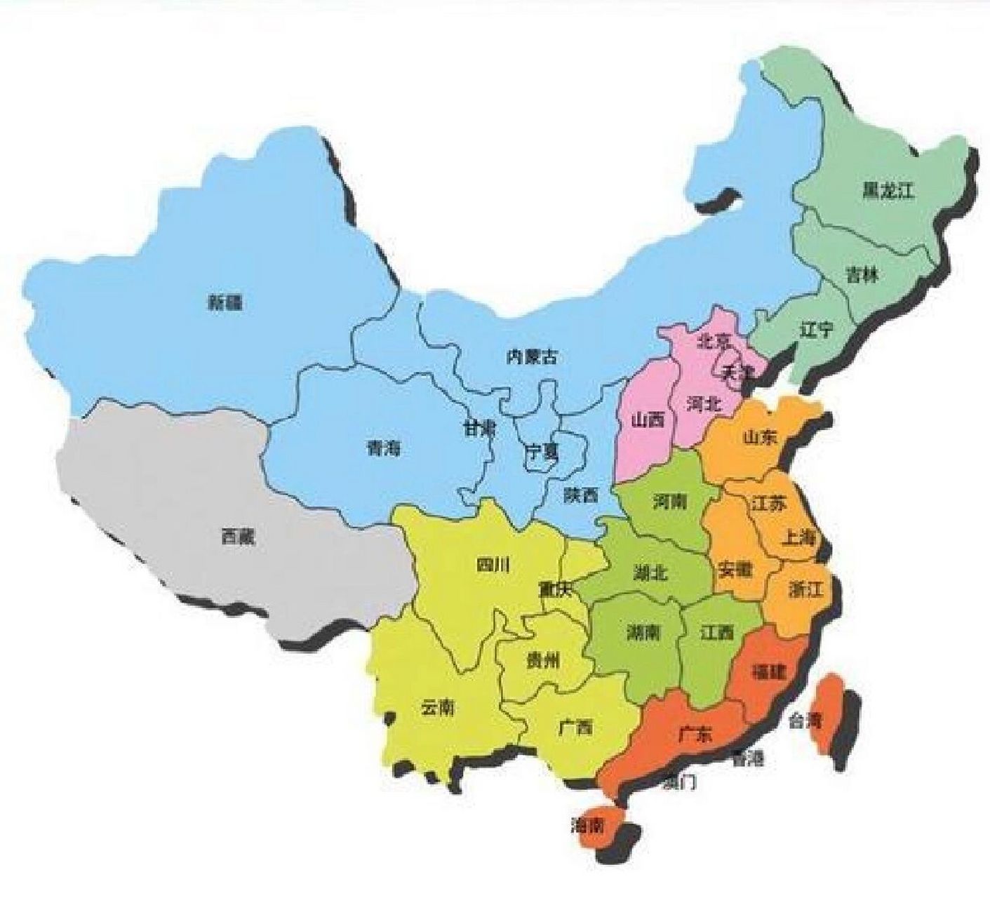 中国省份地图简图图片