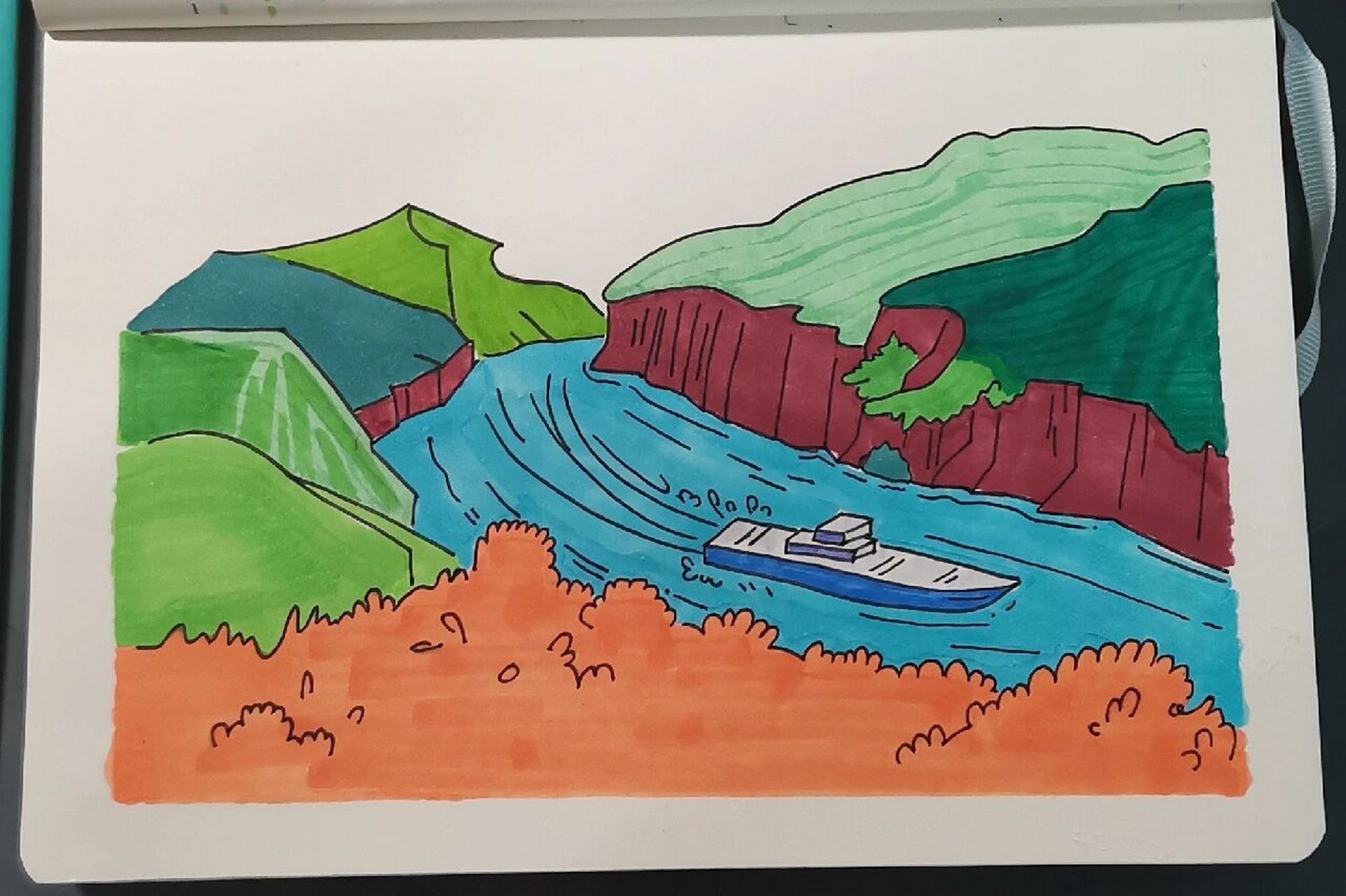 简笔画:长江三峡