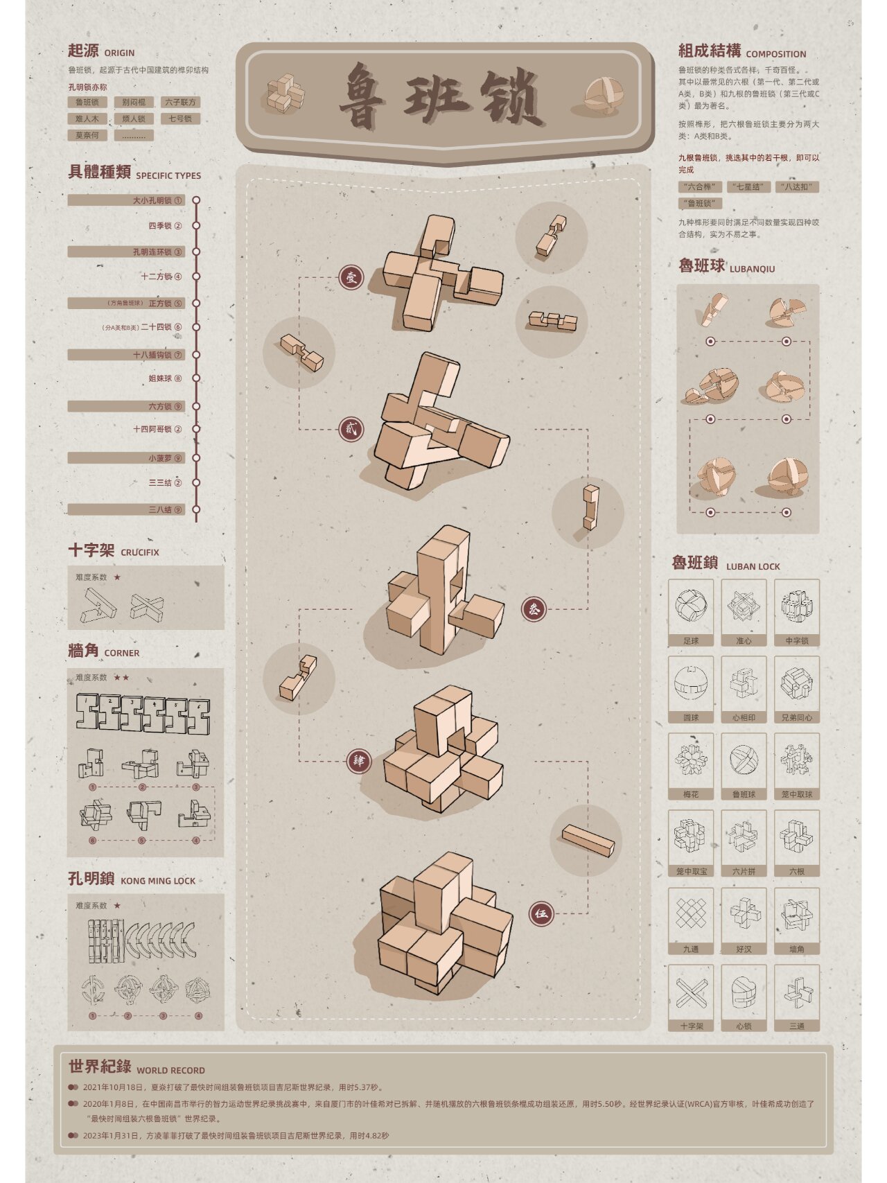 鲁班锁 中国古代益智玩具 你玩懂了吗?