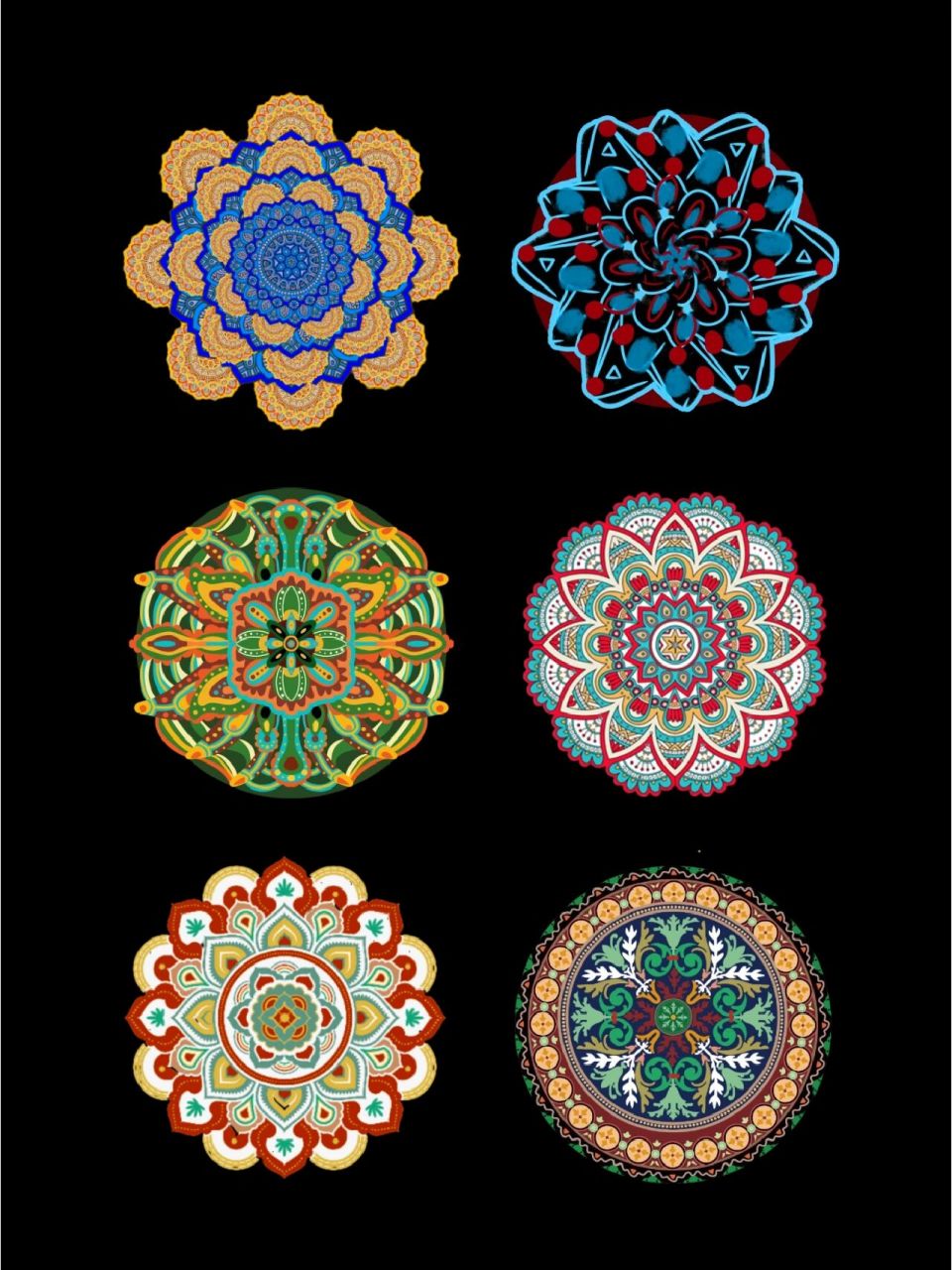 免抠素材丨97敦煌风民族风团花宝相花png 今日分享 97敦煌风民族