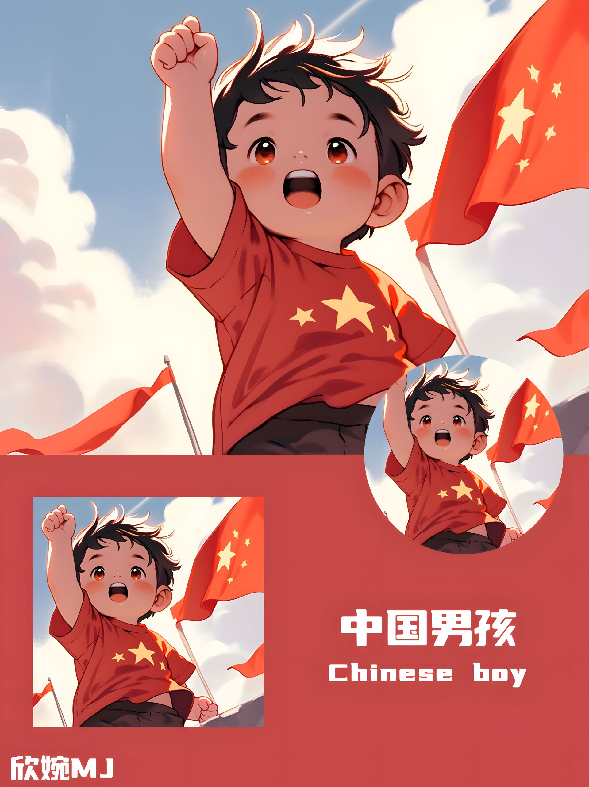 手捧国旗漫画图片图片