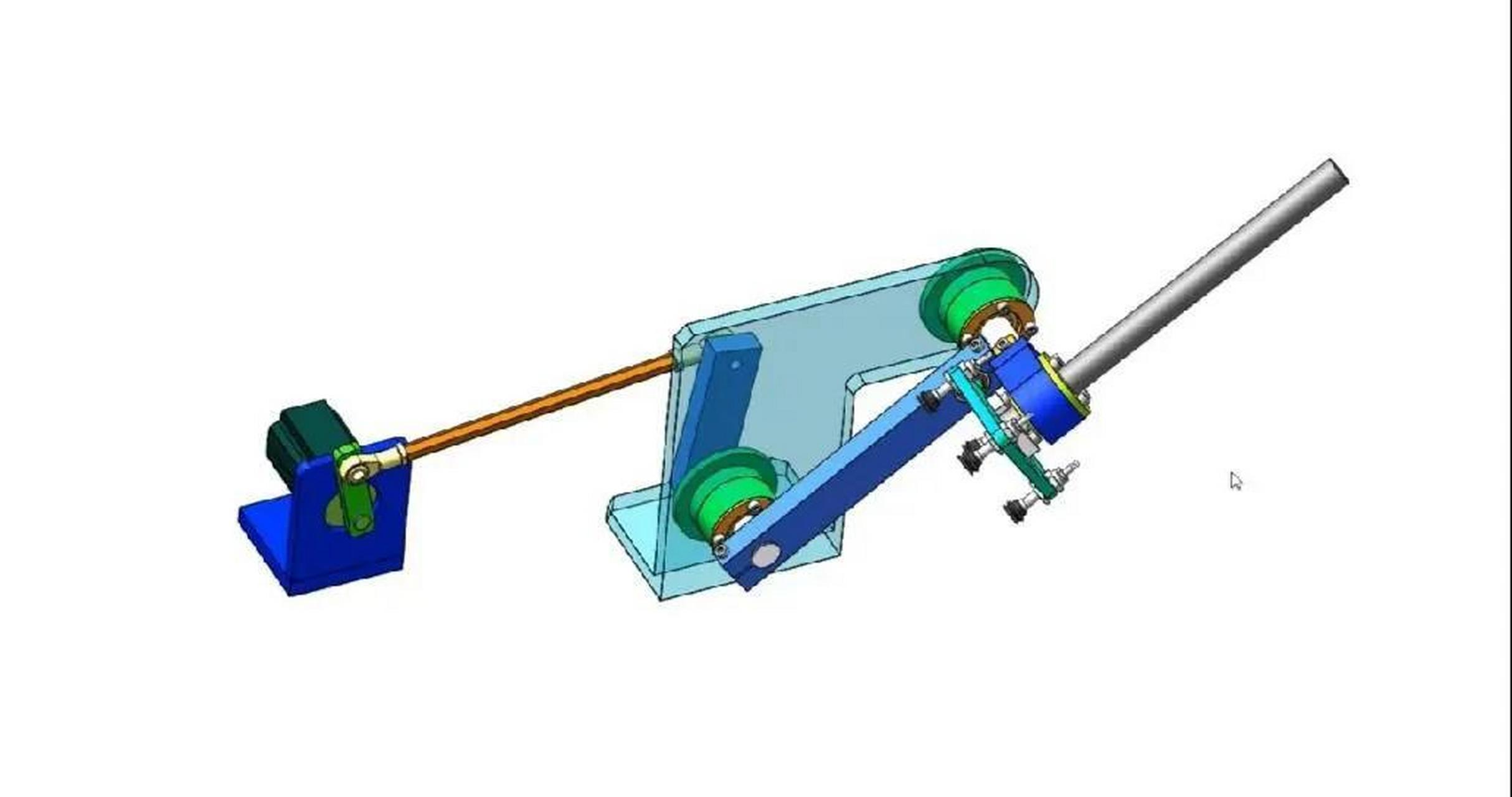 这个连杆机构到达这个位置时候,会发生干涉,轴承又必须得有,如何设计