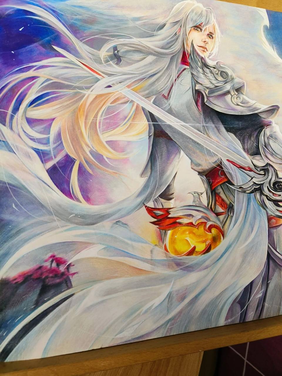 王者荣耀李白凤求凰绘画彩铅手绘 这副画呐,几乎隔了一年半多才重新