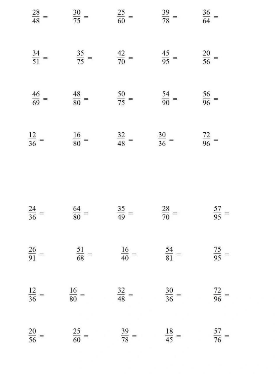 人教版五年级数学下册约分通分专项练习       人教版五年级数学下册