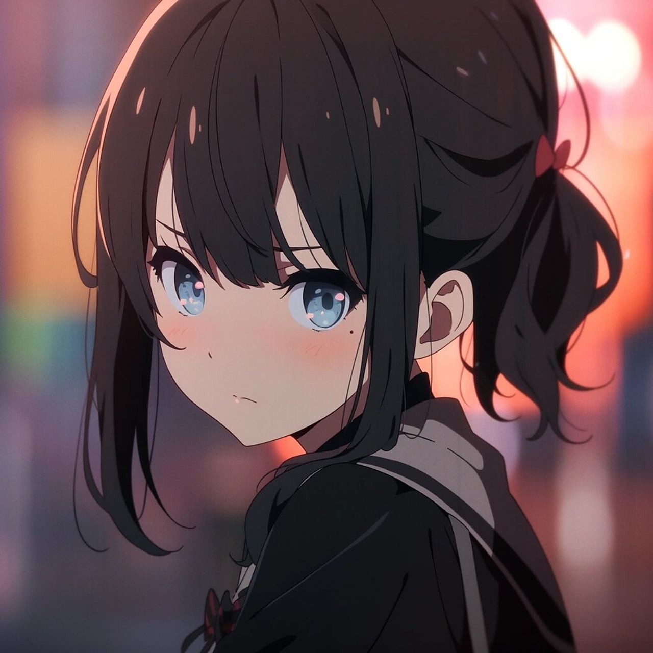 单马尾动漫女子高中生头像