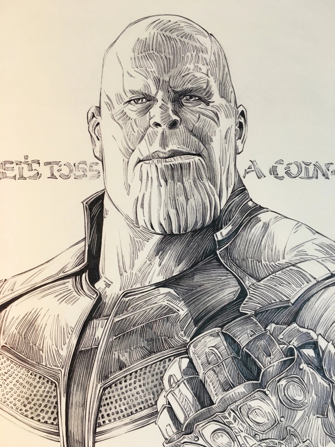 小紫薯～ 泰坦星人灭霸 (原创插画,使用圆珠笔 针管笔) "最艰难的