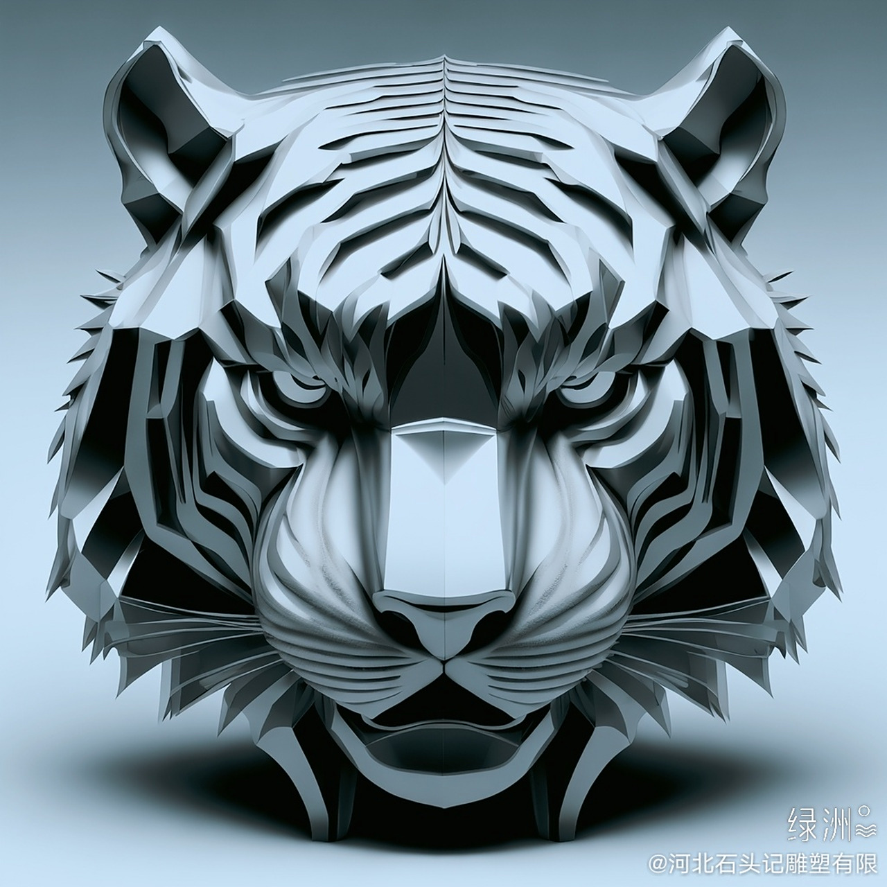 虎头虎脑的不锈钢材质虎头雕塑艺术欣赏 不锈钢镜面老虎头雕塑艺术