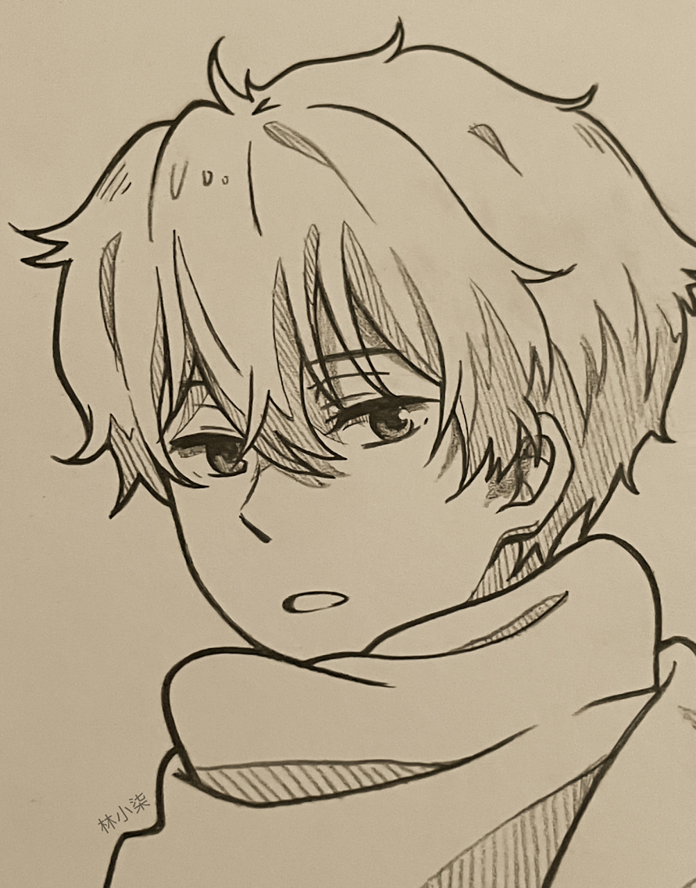 动漫头像铅笔画过程.95 折木奉太郎.78