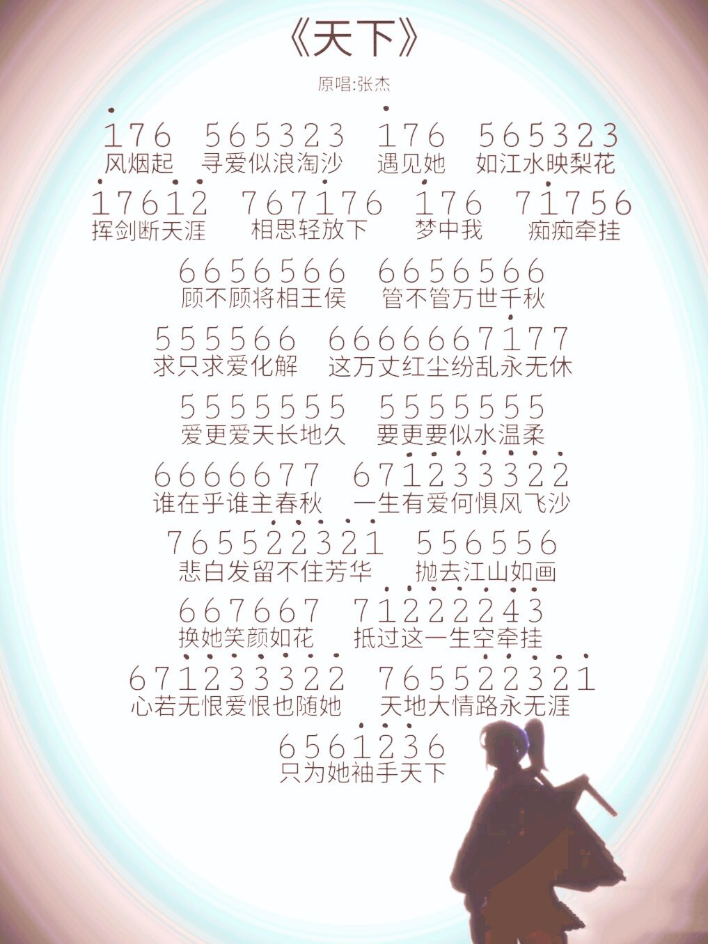 拇指琴简谱《天下》张杰