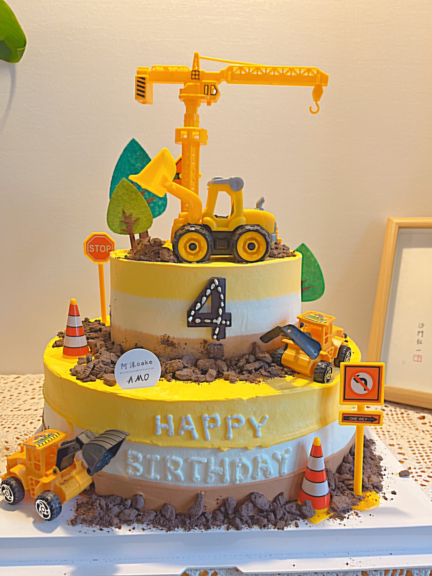 金华蛋糕 老客预定双层10加6工程车挖掘机蛋糕 小朋友幼儿园过生日