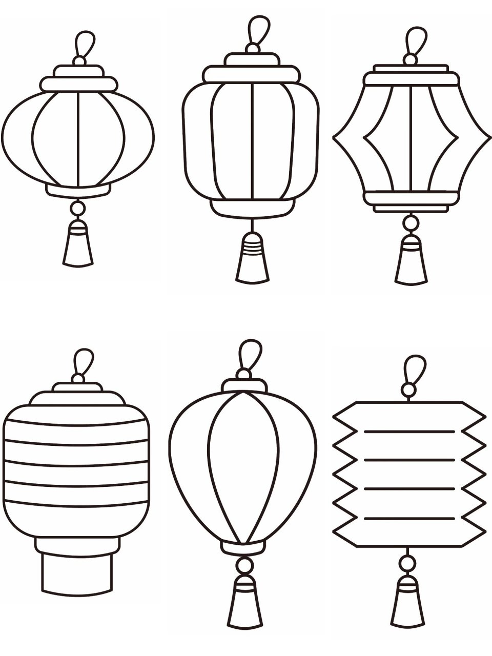 儿童画|灯笼简笔画(可打印) 幼儿园灯笼简笔画高清线稿可打印 #幼儿园