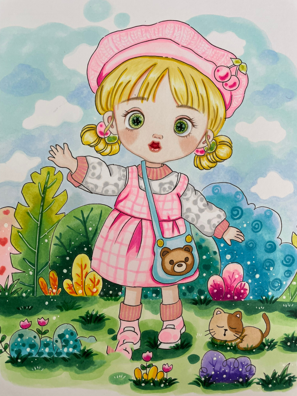 可爱小女孩 马克笔临摹 	 过完年感觉马上就要开学了,寒假余额不足