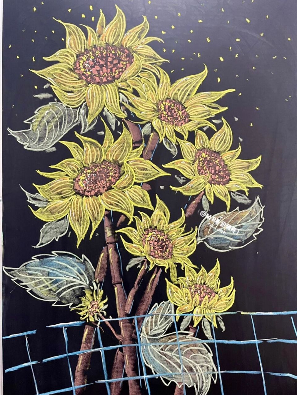 笔记灵感# #黑板报# #黑板报素材# #粉笔画# #向日葵# #黑板报边框