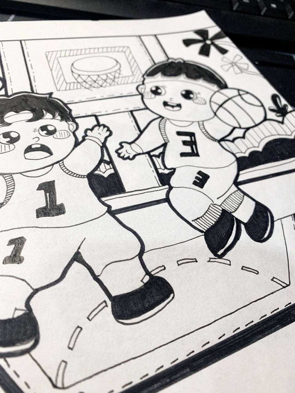 篮球比赛简笔画 男孩图片