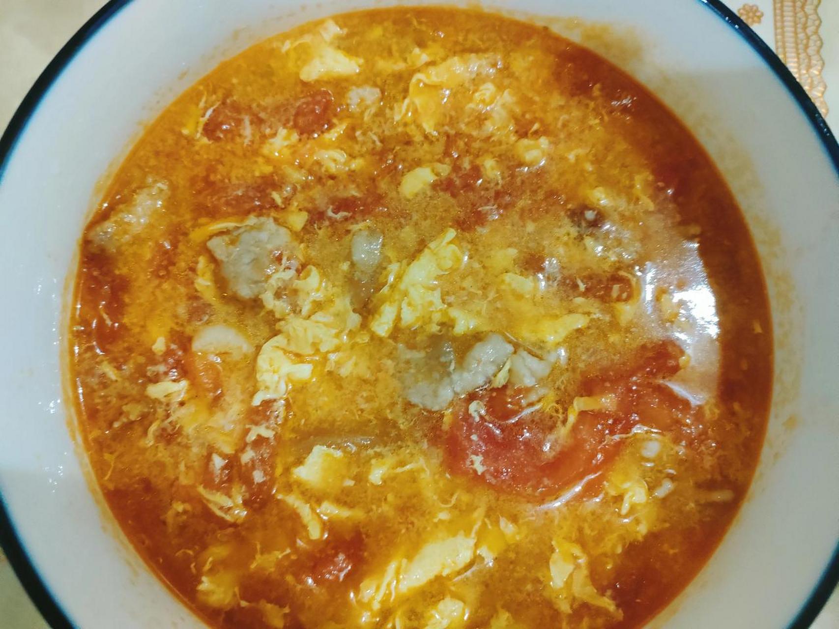 不走寻常路,带肉的番茄蛋汤