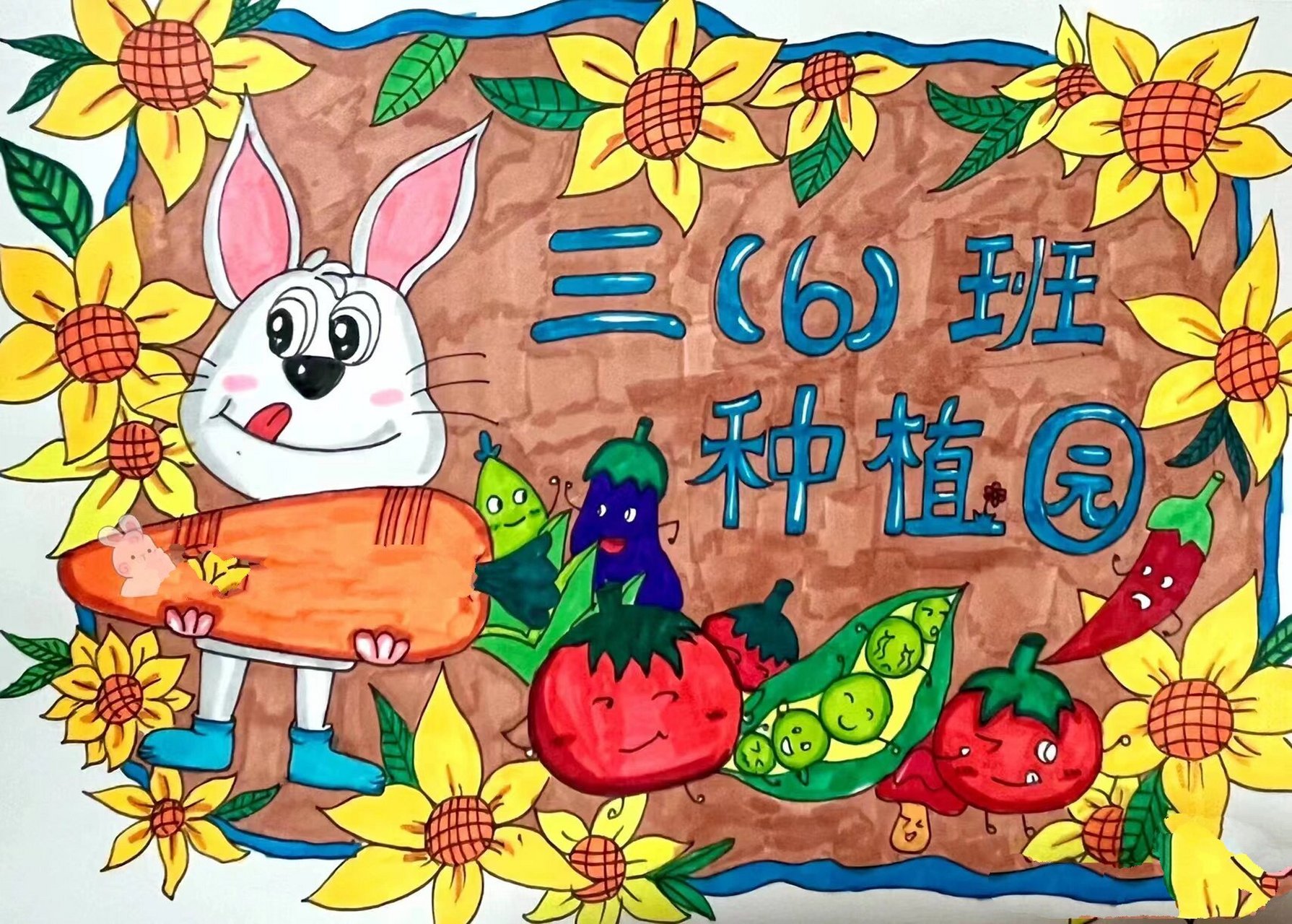 班级菜园图 图一老师给的,图二孩子画的