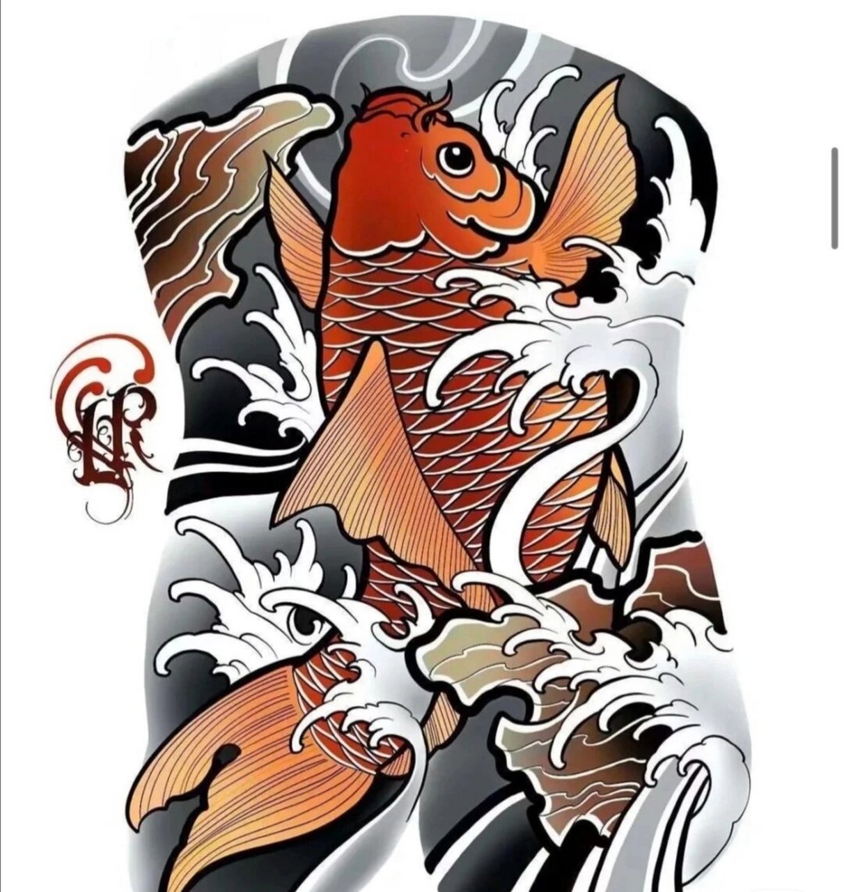 满背鲤鱼纹身 最新后背纹身