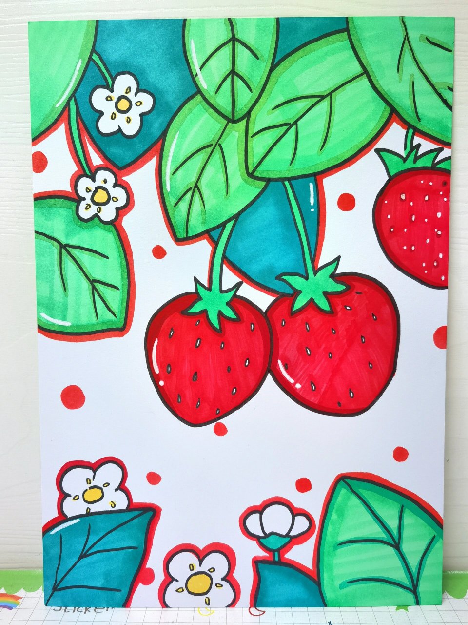 可爱的草莓简笔画儿童画 又是吃草莓91的季节喽