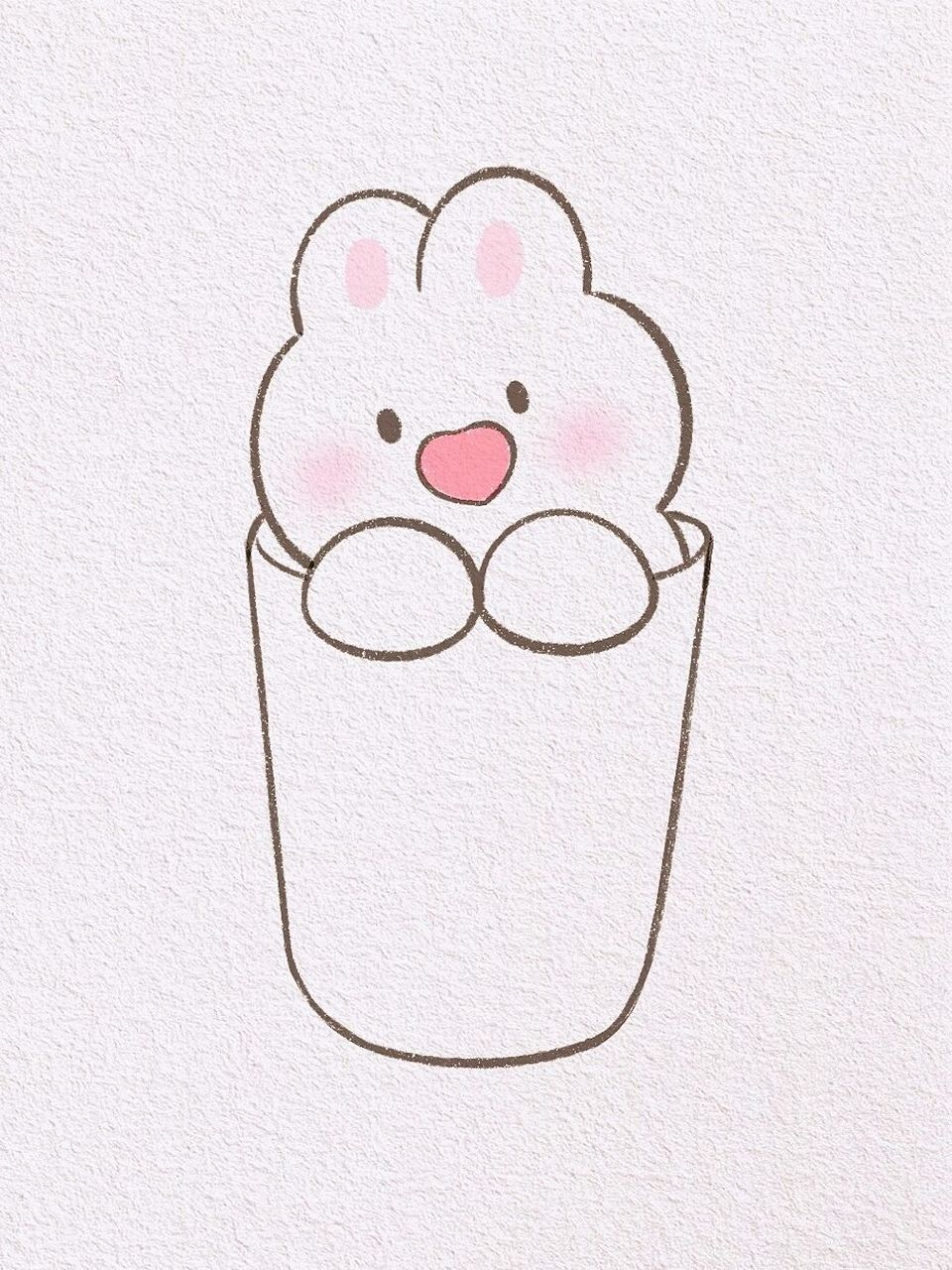 96可爱简笔画10/100|教你画超简单茶杯兔 ———"天冷了" ———"呐