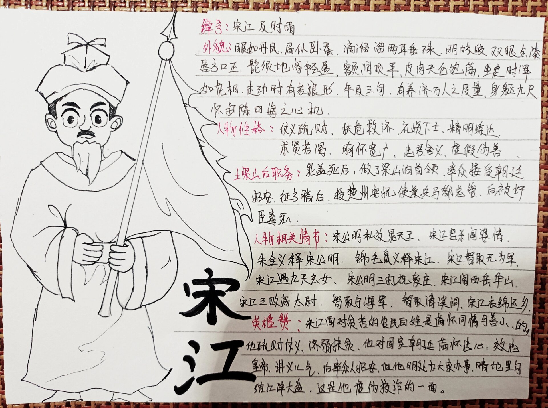 水浒传～宋江～手抄报～人物卡片