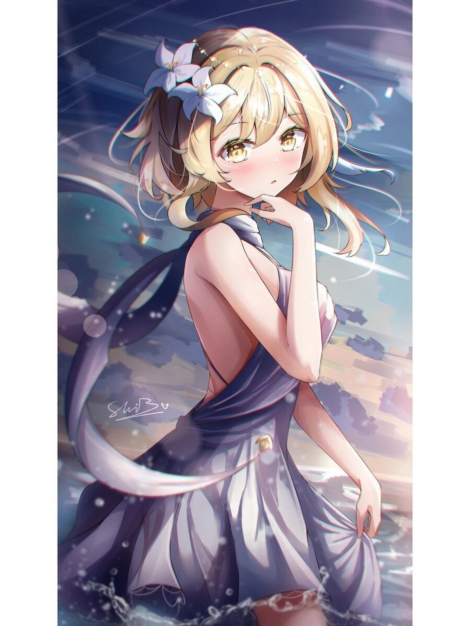 二次元美图|《原神》旅行者荧 获取原图请私信我,侵删