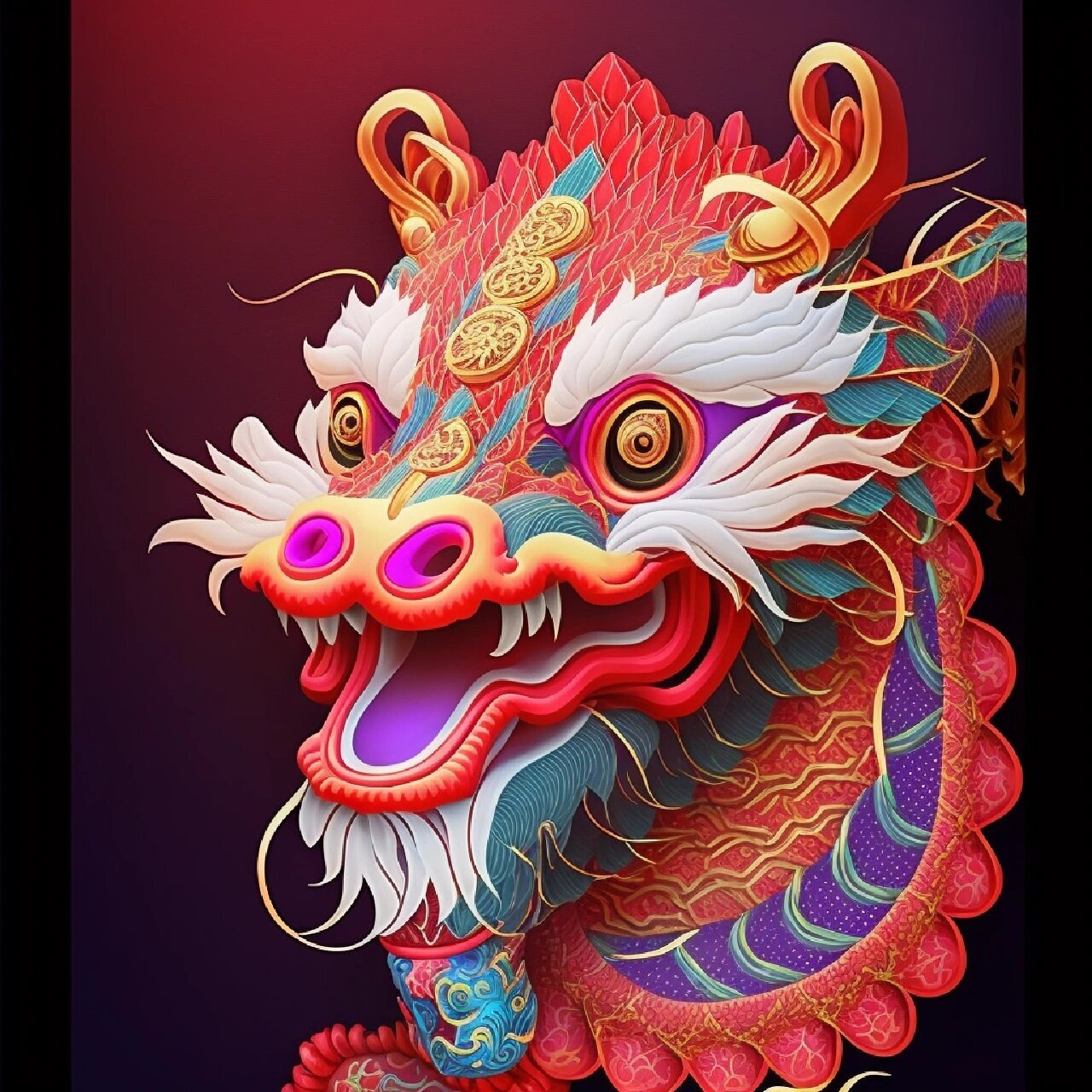 还有10个月就到龙年了呀,喜气洋洋的龙头像