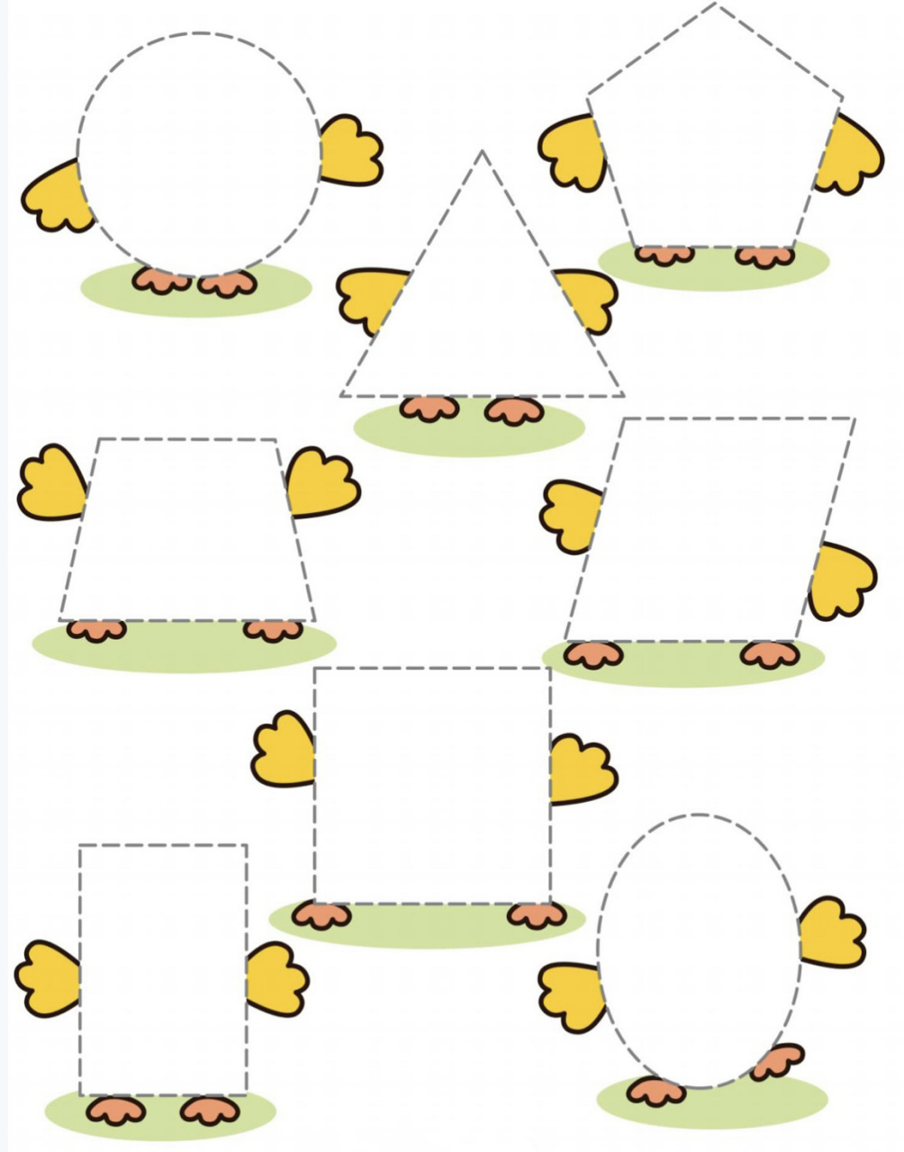 小鸡图形配对77涂色 图形配对