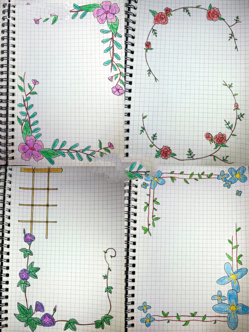 91花叶藤蔓边框简笔画素材(二)