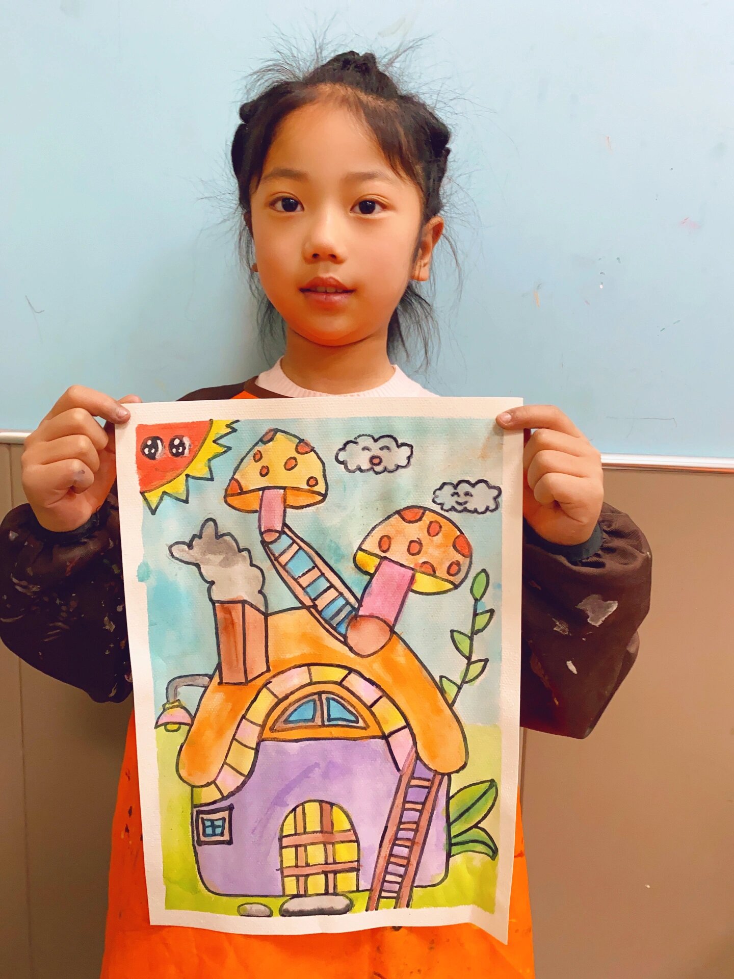 水彩《蘑菇房子》 教学重难点: 1.