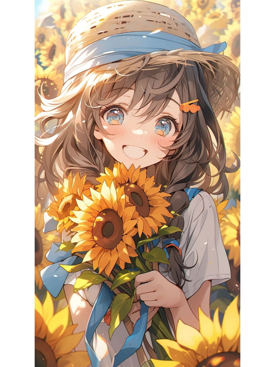 拥抱向日葵女孩,治愈系头像 向日葵寓意沉默的爱,但这一次我想好好