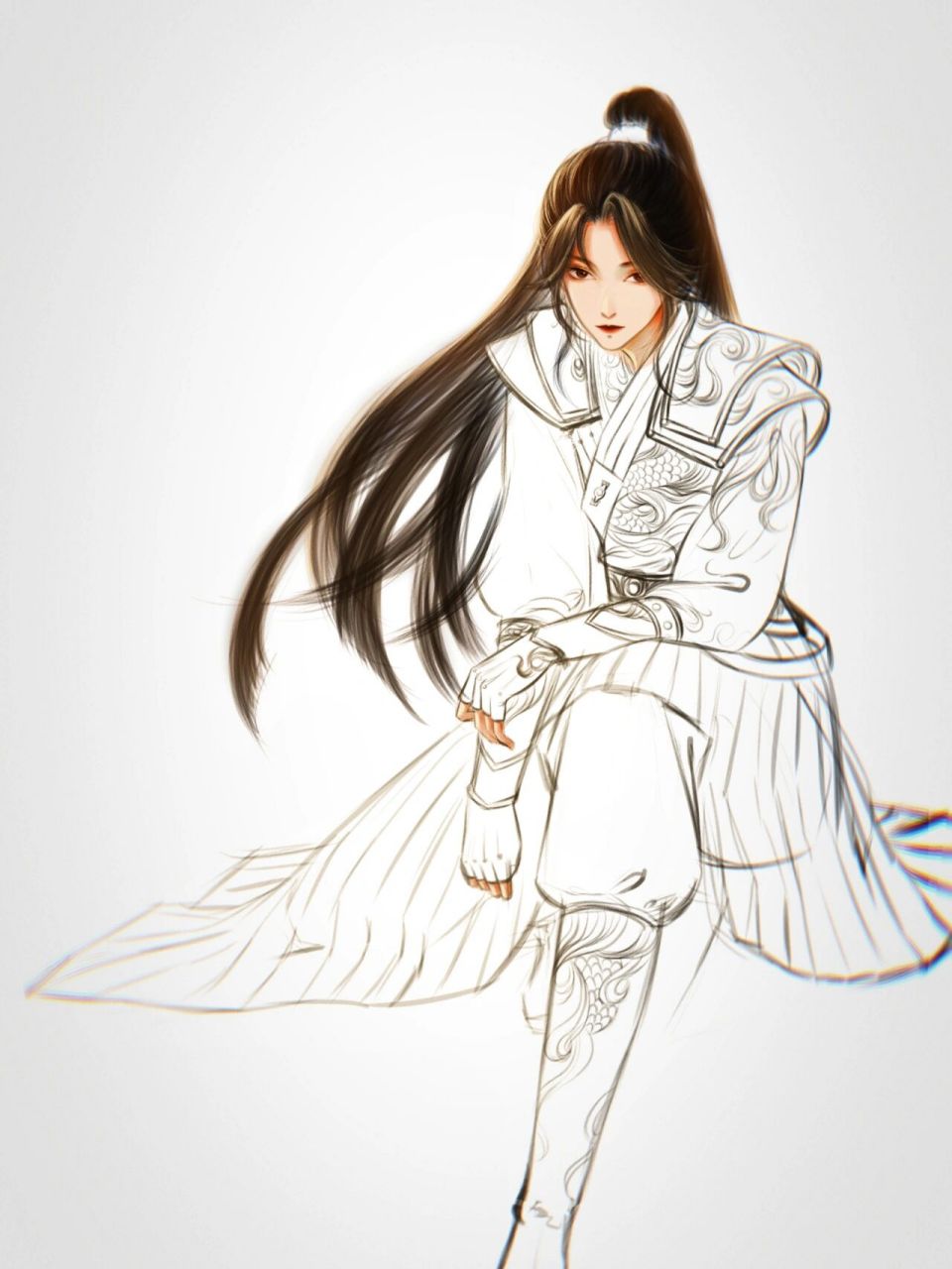 画一个女将军 学就西川八阵图, 鸳鸯袖里握兵符.